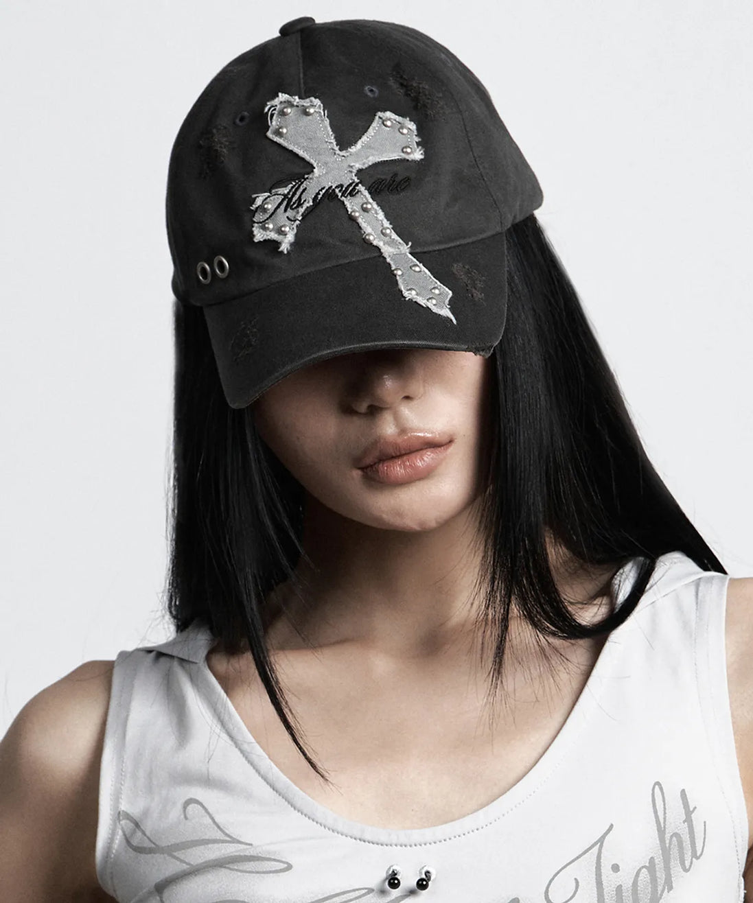 VINTAGE CROSS BALL CAP (CHARCOAL)
