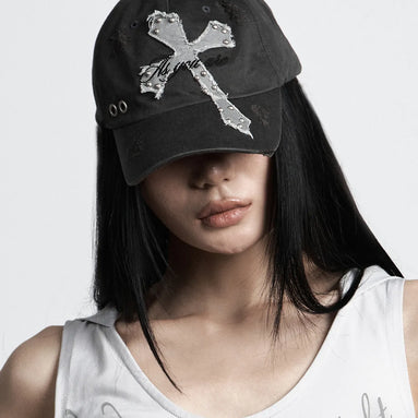 VINTAGE CROSS BALL CAP (CHARCOAL)