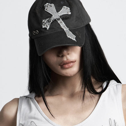 VINTAGE CROSS BALL CAP (CHARCOAL)
