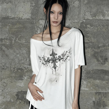 KITSCH EYELET OVERSIZED T-SHIRT (WHITE)