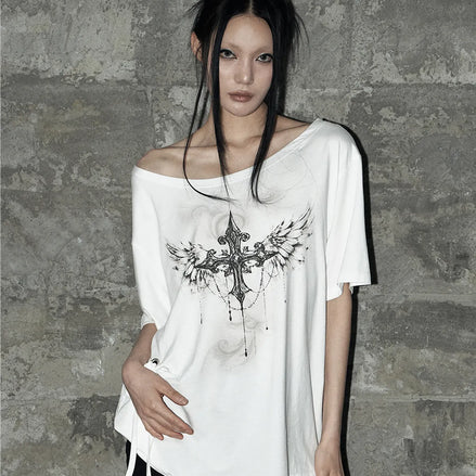 KITSCH EYELET OVERSIZED T-SHIRT (WHITE)