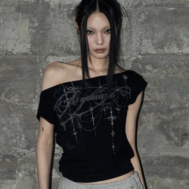 KITSCH DOLMAN OFF-SHOULDER TEE (BLACK)