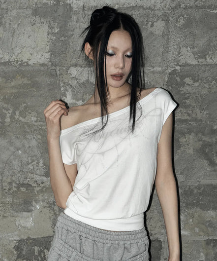 KITSCH DOLMAN OFF-SHOULDER TEE (WHITE)