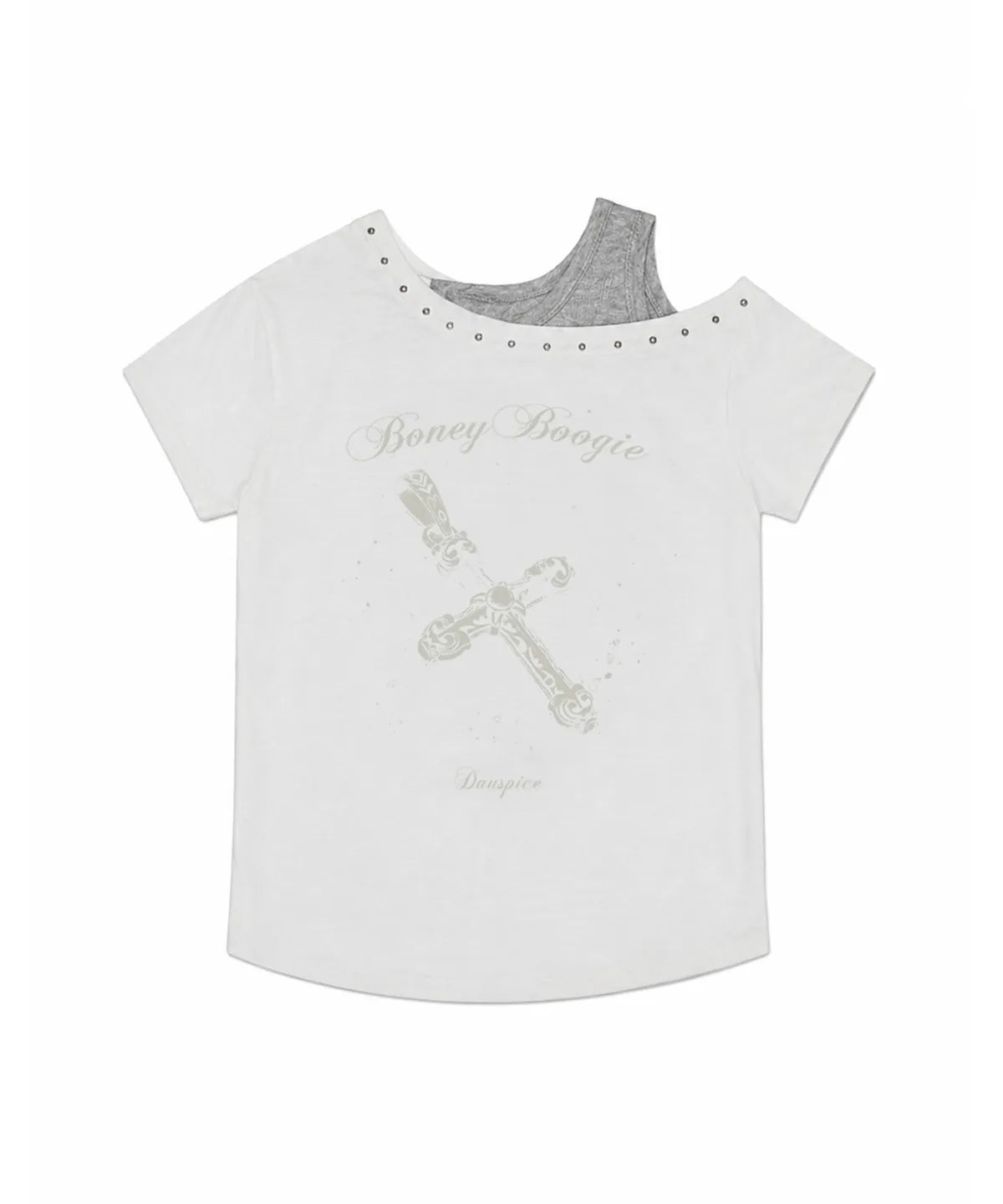 BB Layered One-Shoulder T-Shirt (White)