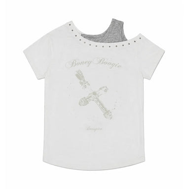BB Layered One-Shoulder T-Shirt (White)