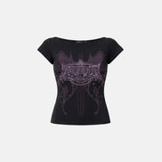 Archangel Graphic Boat Neck 1/2 T-Shirt (Black)