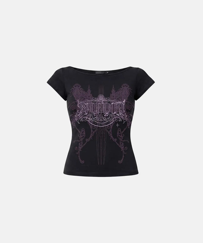 Archangel Graphic Boat Neck 1/2 T-Shirt (Black)