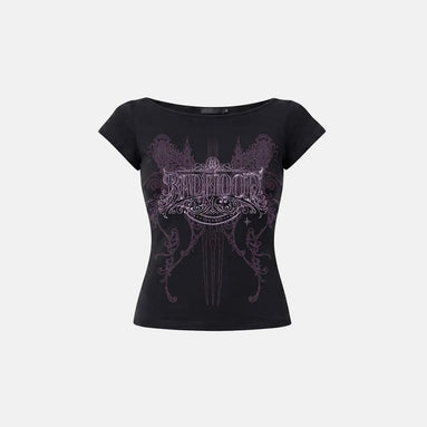 Archangel Graphic Boat Neck 1/2 T-Shirt (Black)