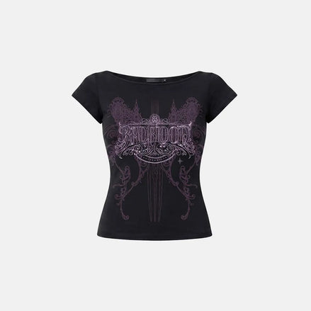 Archangel Graphic Boat Neck 1/2 T-Shirt (Black)