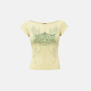 Archangel Graphic Boat Neck 1/2 T-Shirt (Yellow)