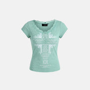 Loyal Cross Lace Neck 1/2 Henley T-shirt (Mint)