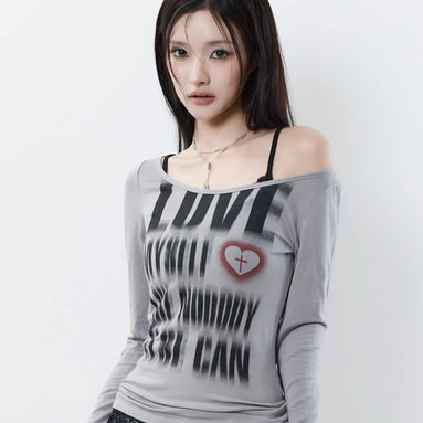 RL DISTORTED LETTERING TEE(GRAY)