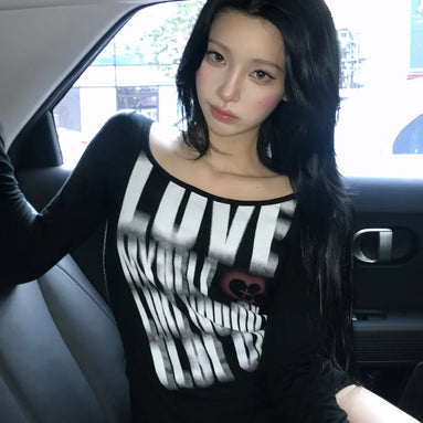 RL DISTORTED LETTERING TEE(BLACK)
