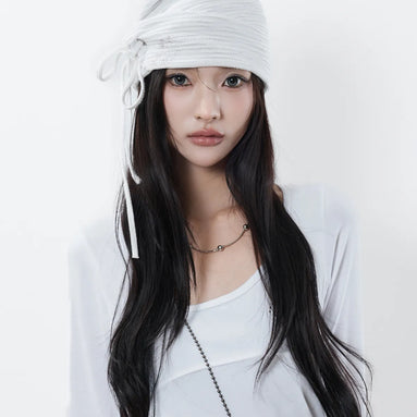 RL EYELET STRING BEANIE(WHITE)