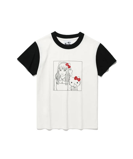 niceghostclub X 伊藤潤二 X sanrio - JS TOMIE HELLO KITTY MINI TEE (WHITE)