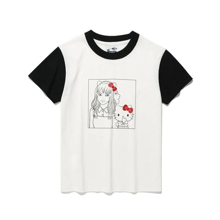 niceghostclub X 伊藤潤二 X sanrio - JS TOMIE HELLO KITTY MINI TEE (WHITE)