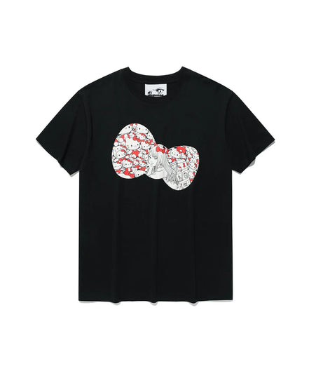 niceghostclub X 伊藤潤二 X sanrio - JS TOMIE HELLO KITTY RIBBON TEE (BLACK)