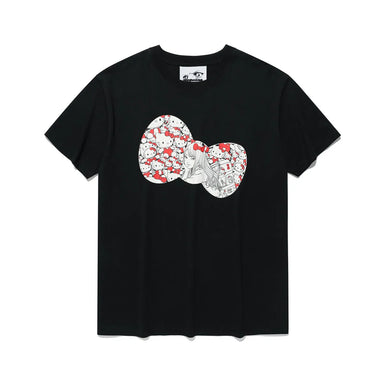 niceghostclub X 伊藤潤二 X sanrio - JS TOMIE HELLO KITTY RIBBON TEE (BLACK)