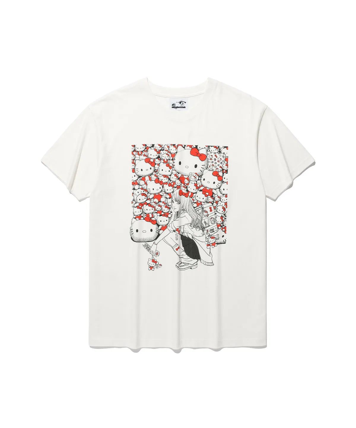 niceghostclub X 伊藤潤二 X sanrio - JS TOMIE HELLO KITTY TEE (WHITE)