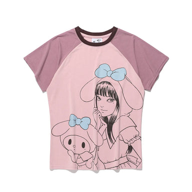 niceghostclub X 伊藤潤二 X sanrio - JS TOMIE MY MELODY MINI TEE (PINK)