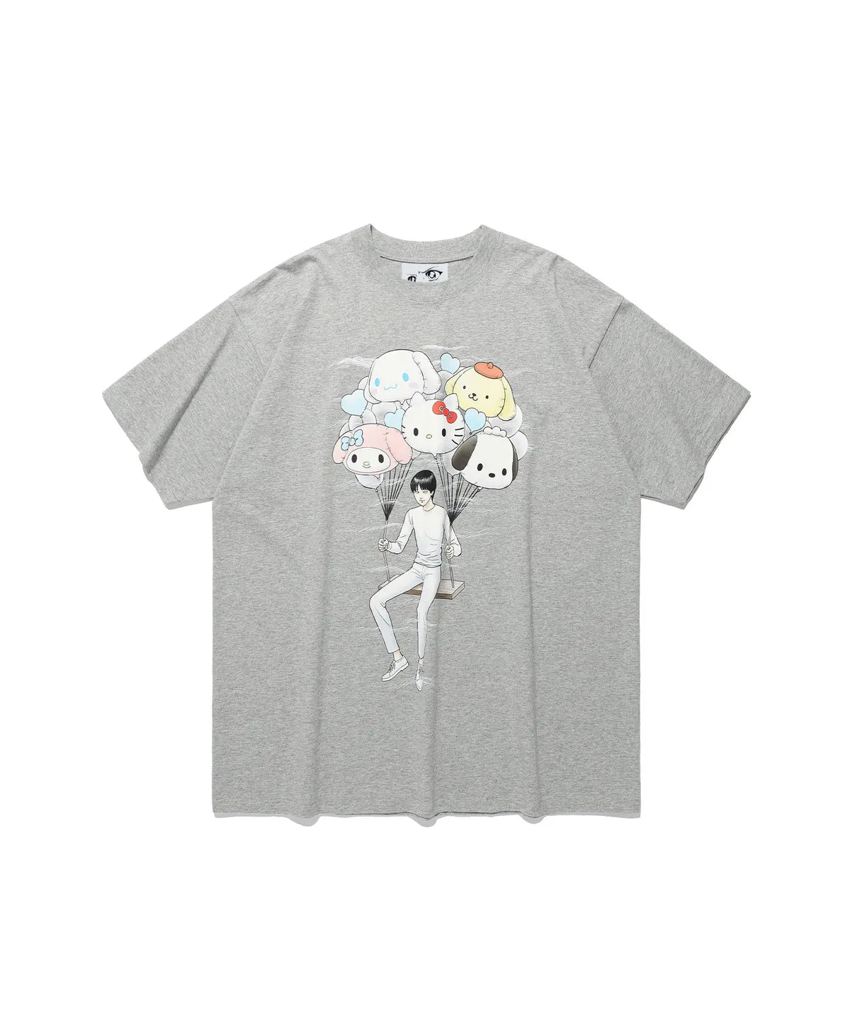 niceghostclub X 伊藤潤二 X sanrio - JUNJI ITO SANRIO CHARACTERS BIG BIG TEE (GREY)