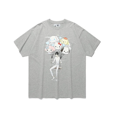 niceghostclub X 伊藤潤二 X sanrio - JUNJI ITO SANRIO CHARACTERS BIG BIG TEE (GREY)