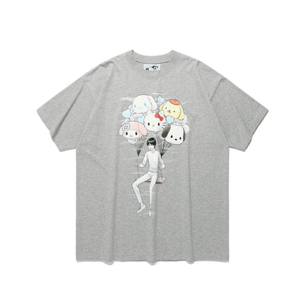 niceghostclub X 伊藤潤二 X sanrio - JUNJI ITO SANRIO CHARACTERS BIG BIG TEE (GREY)