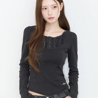 RUFFLE LAYERED LONG SLEEVE (BLACK)