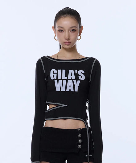2-WAY STRAP CROP LONG SLEEVE (BLACK)