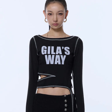 2-WAY STRAP CROP LONG SLEEVE (BLACK)