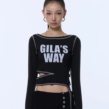 2-WAY STRAP CROP LONG SLEEVE (BLACK)