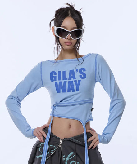 2-WAY STRAP CROP LONG SLEEVE (BLUE)