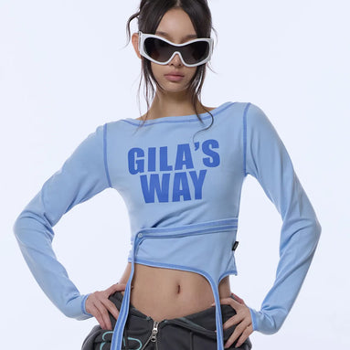 2-WAY STRAP CROP LONG SLEEVE (BLUE)