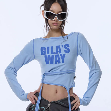 2-WAY STRAP CROP LONG SLEEVE (BLUE)