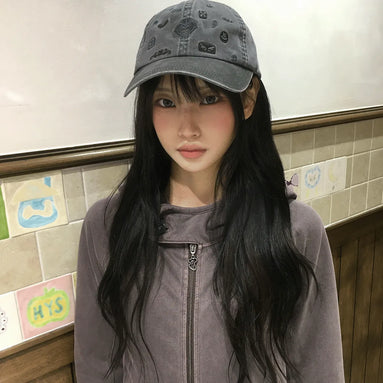 Washed Needlework ballcap (charcoal)