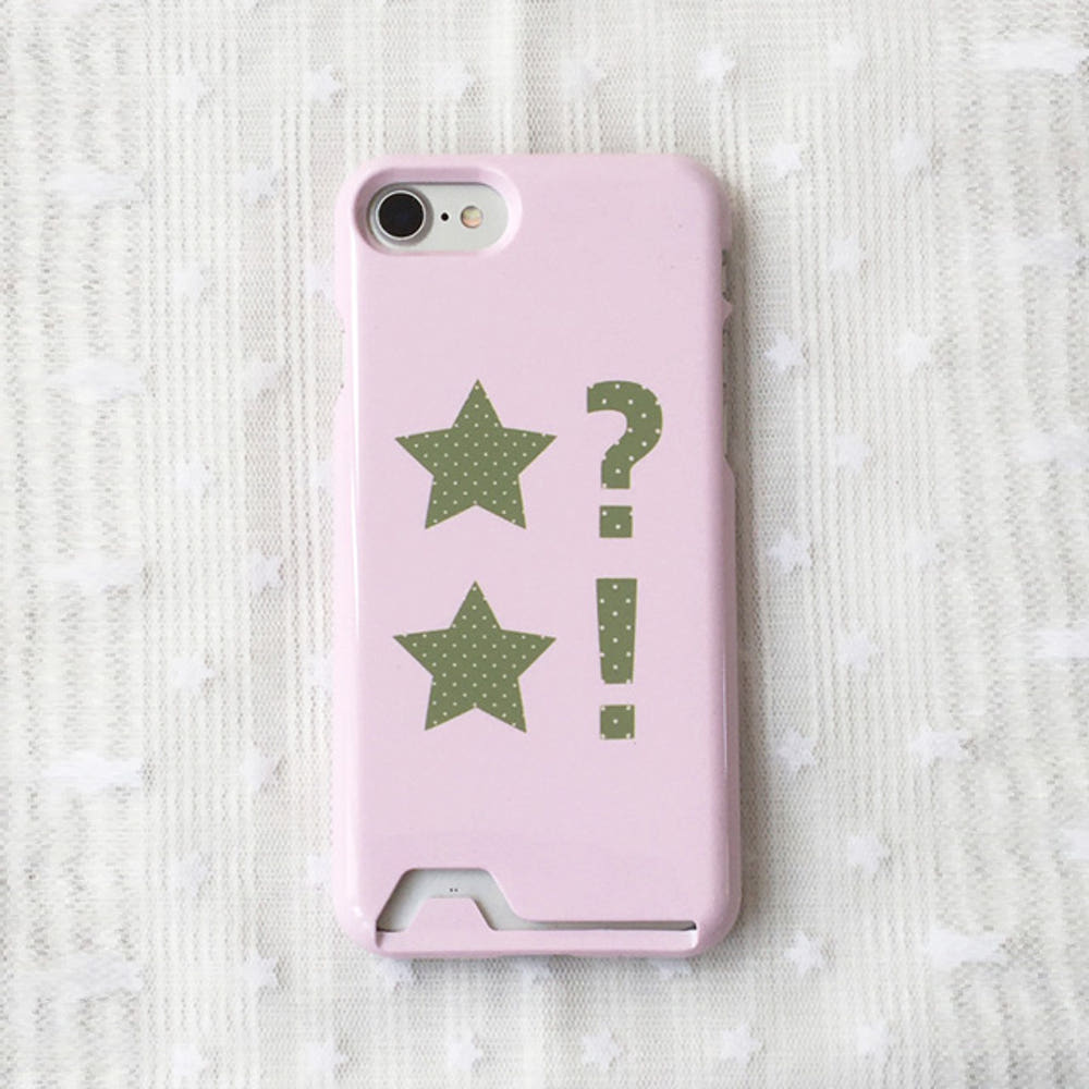 Dot StarCard Wallet Pocket Glossy Hard Case (Baby Pink)