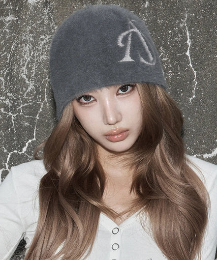 HAIRY BASIC KNIT BEANIE (CHARCOAL)