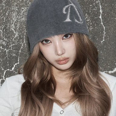 HAIRY BASIC KNIT BEANIE (CHARCOAL)