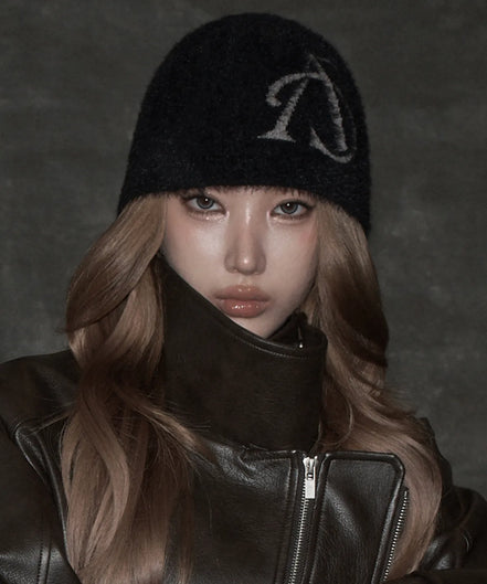 HAIRY BASIC KNIT BEANIE (BLACK)