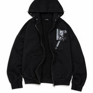 PATCH STUDDED HOOD ZIP-UP (BLACK)