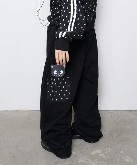 CHOCOCAT STAR POCKET PANTS - BLACK