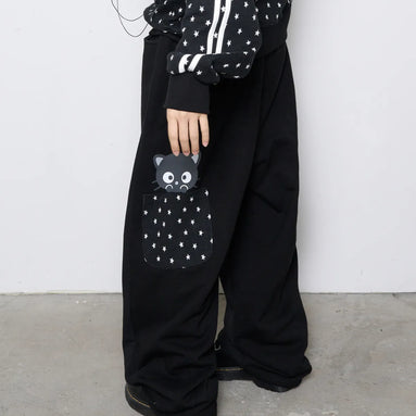 CHOCOCAT STAR POCKET PANTS - BLACK