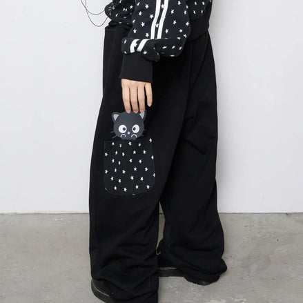CHOCOCAT STAR POCKET PANTS - BLACK