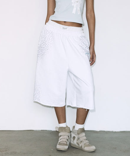 LEOPARD SAGGING BERMUDA PANTS (WHITE)