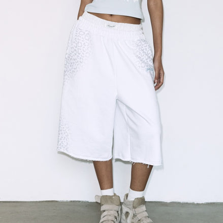 LEOPARD SAGGING BERMUDA PANTS (WHITE)