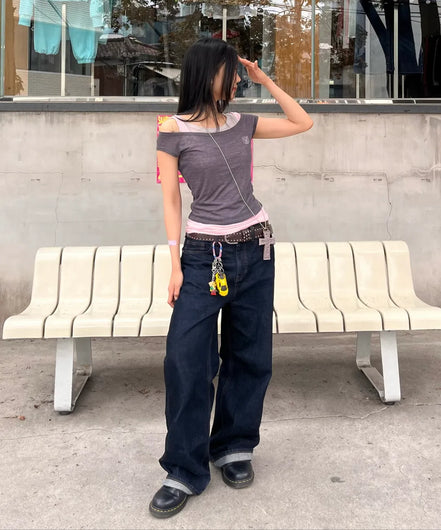 Lazy Sleeveless Layered Tee (Charcoal)