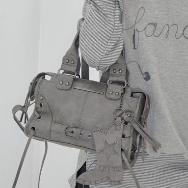BELTED WASHING VEGAN LEATHER MINI BAG (GRAY)