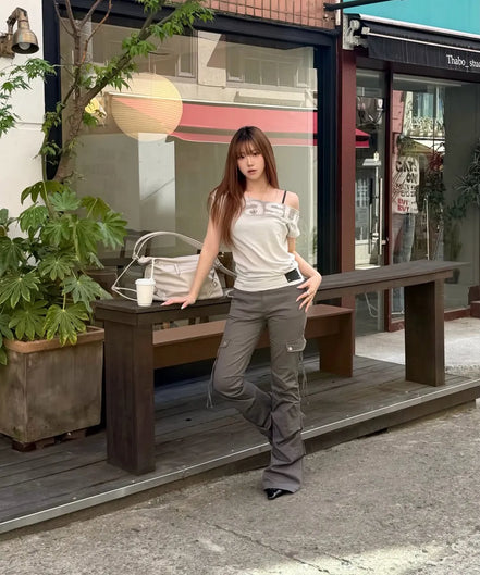 DOLMAN LOOSE CROP T-SHIRTS (LIGHT GREY)