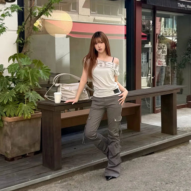 DOLMAN LOOSE CROP T-SHIRTS (LIGHT GREY)