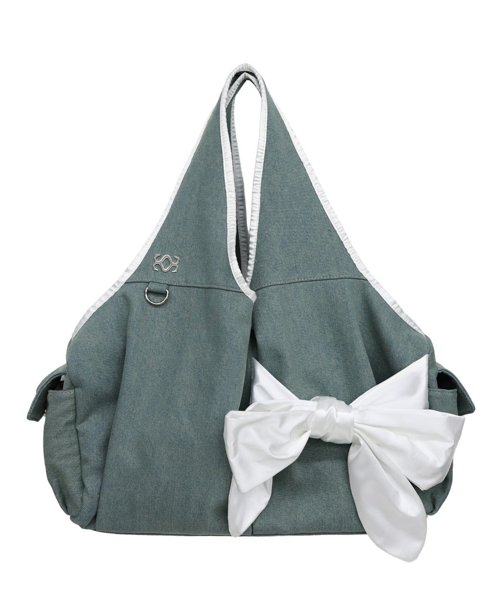 Bow Shoulder Bag (Washed Denim)